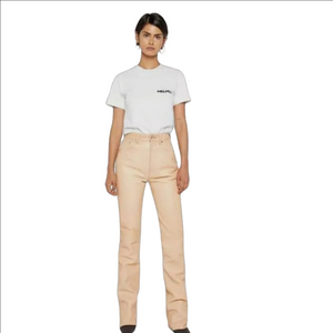 NWT $384 HELMUT LANG PEACH HIGH WAISTED 100% Sheep LEATHER JEANS Size W25/M26